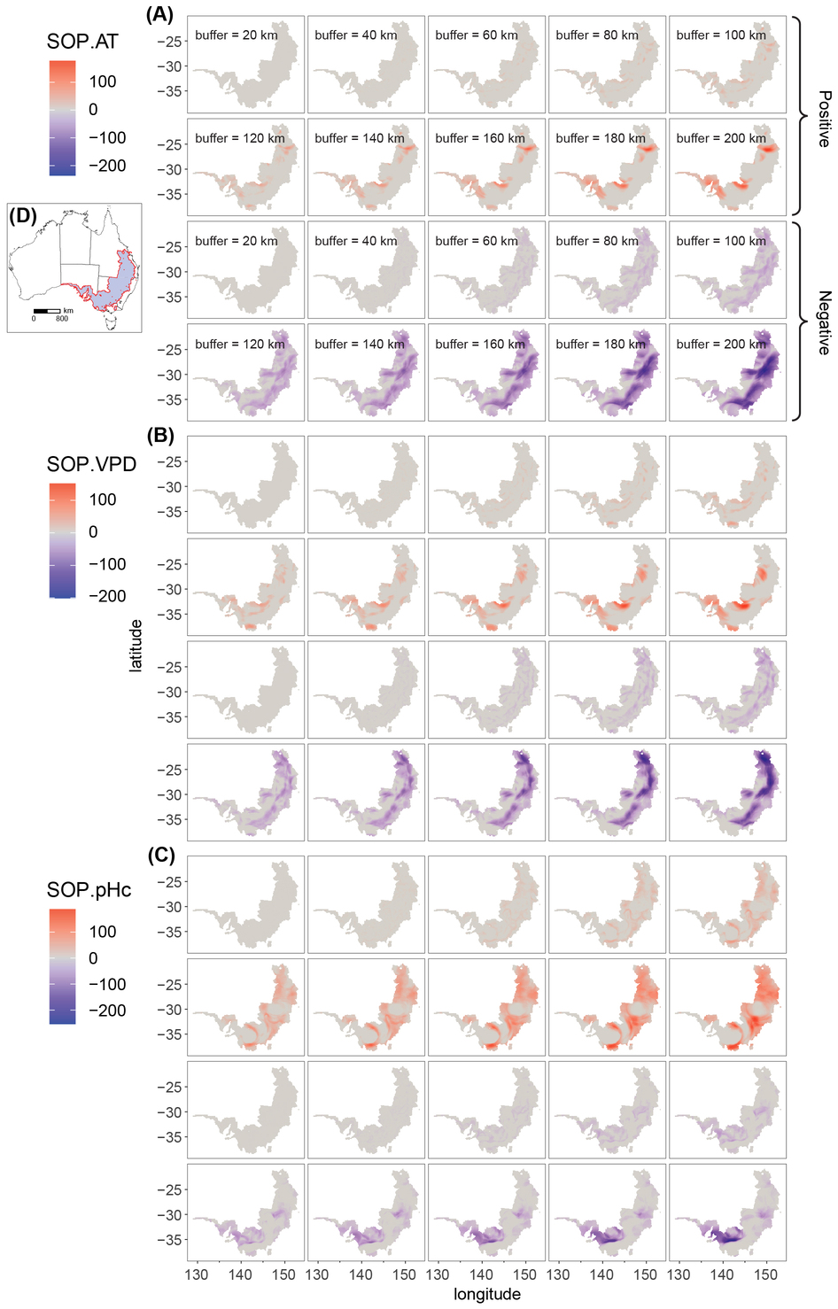 Figure 6. Spatial distribution of second-dimension outlier patterns for the three explanatory variables with the highest PD values.